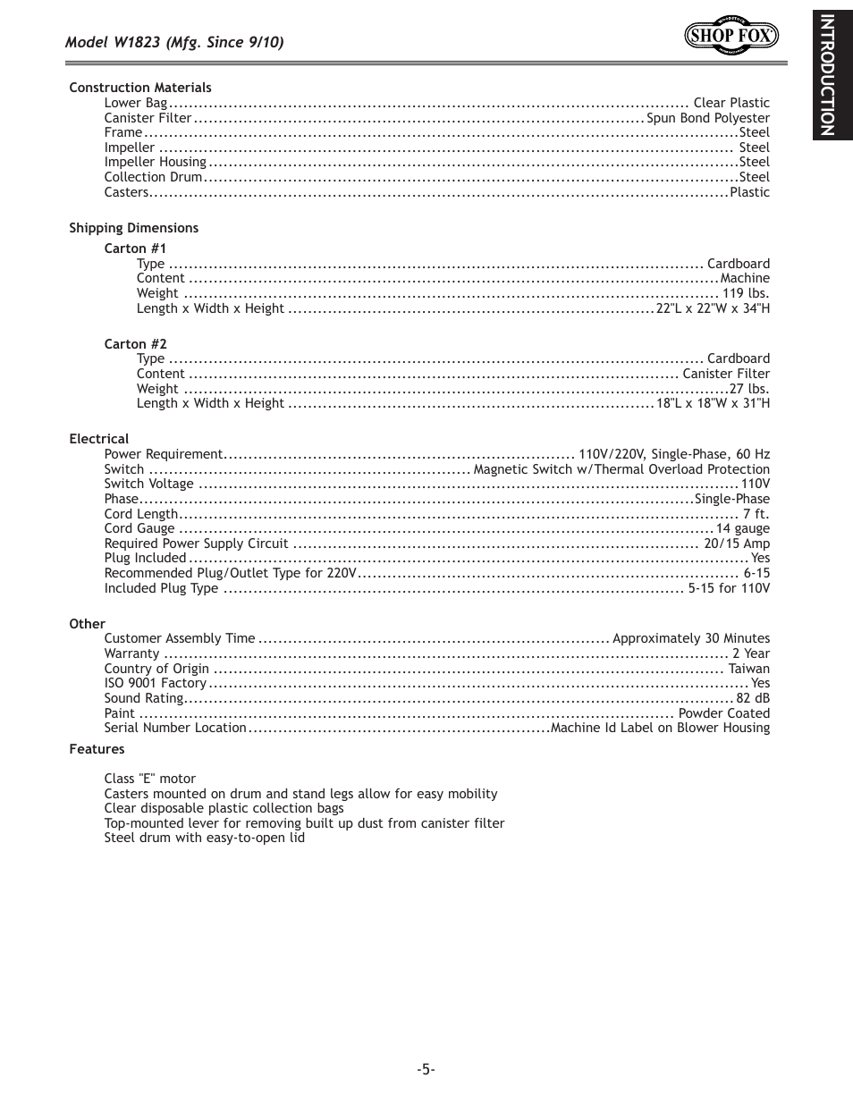 Woodstock PORTABLECYCLONE W1823 User Manual | Page 7 / 44