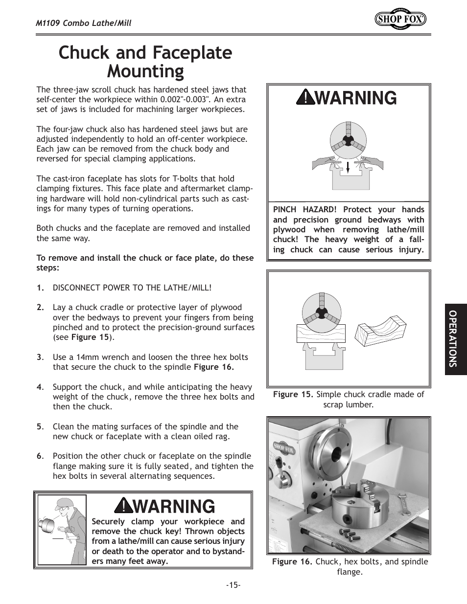 Chuck and faceplate mounting | Woodstock M1109 User Manual | Page 17 / 74