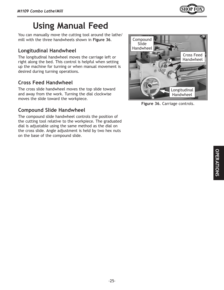 Using manual feed | Woodstock M1109 User Manual | Page 27 / 74