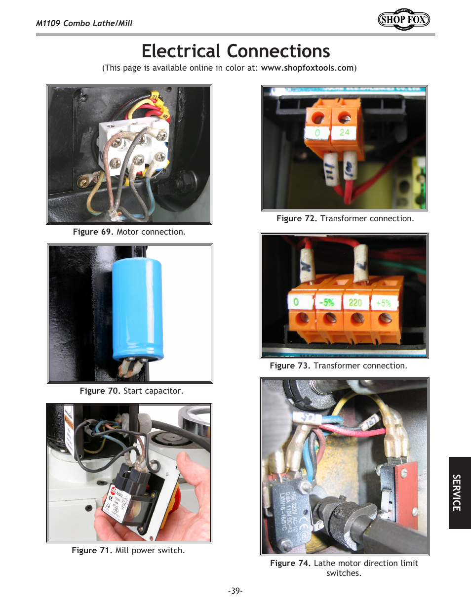 Electrical connections | Woodstock M1109 User Manual | Page 41 / 74