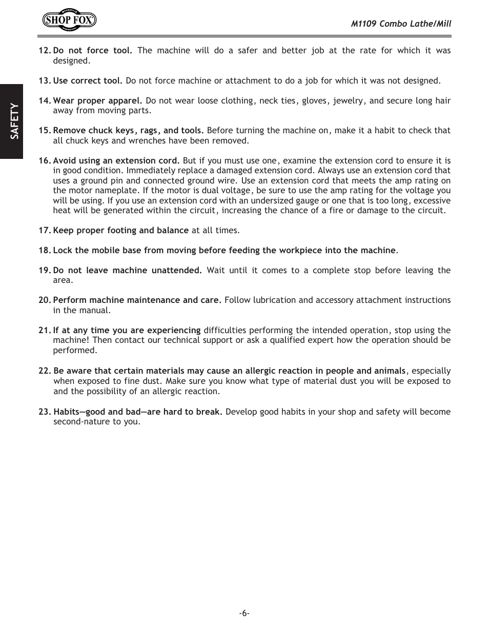 Woodstock M1109 User Manual | Page 8 / 74