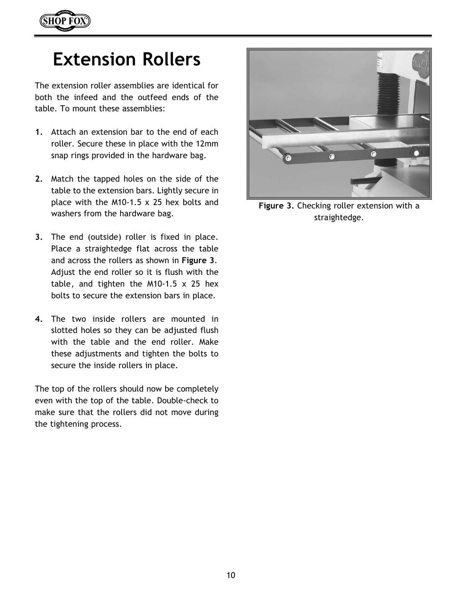 Extension rollers | Woodstock W1683 User Manual | Page 14 / 50