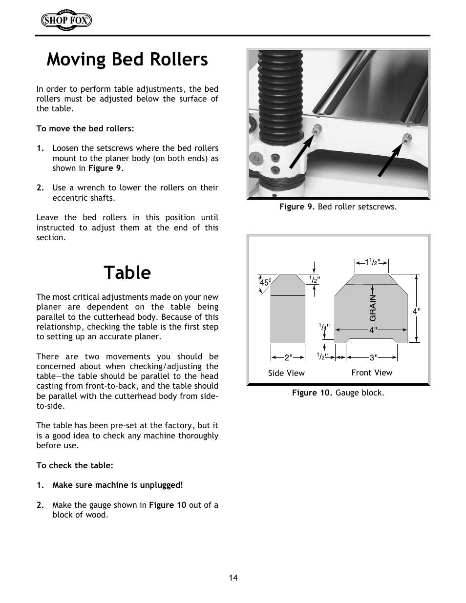 Table moving bed rollers | Woodstock W1683 User Manual | Page 18 / 50