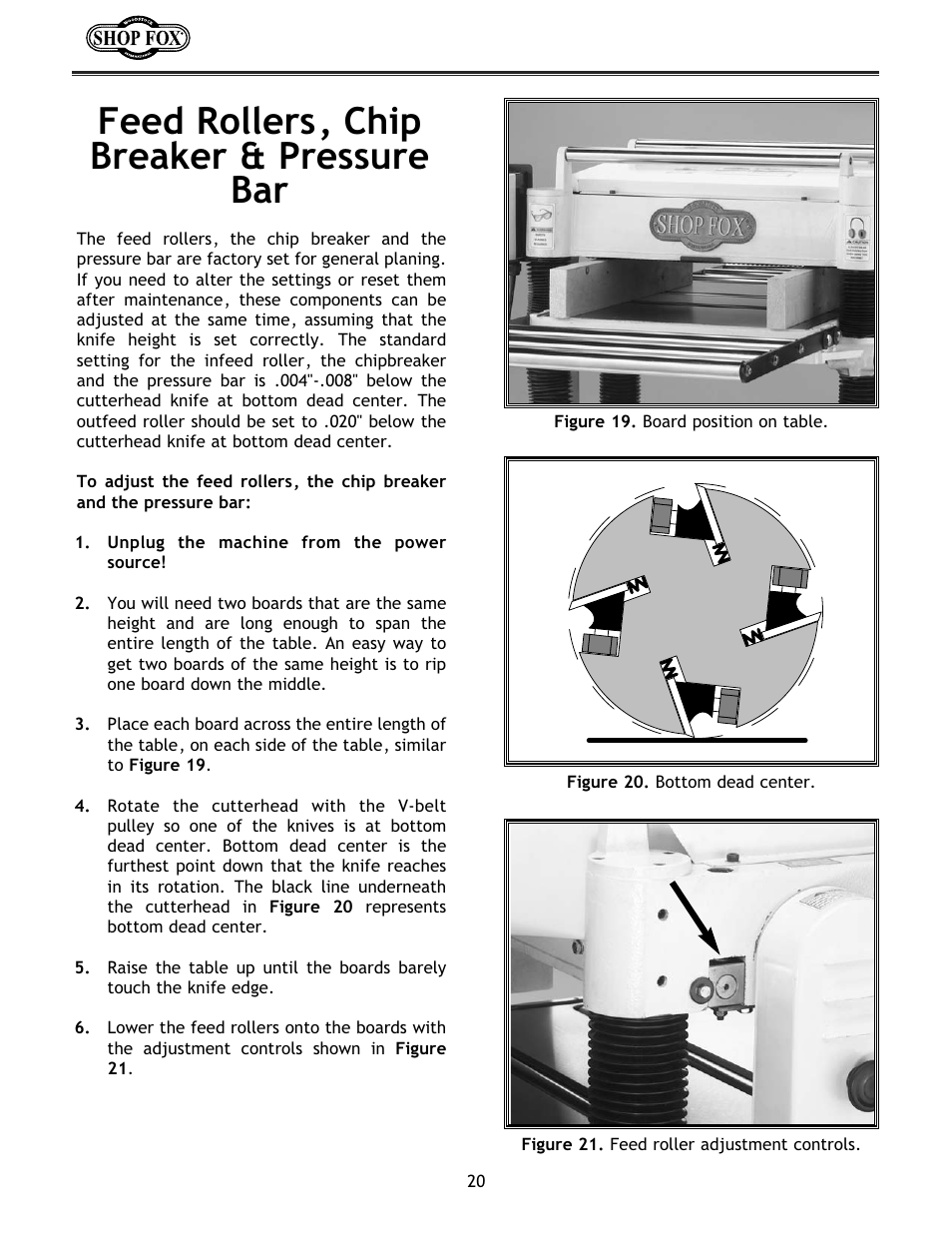 Feed rollers, chip breaker & pressure bar | Woodstock W1683 User Manual | Page 24 / 50