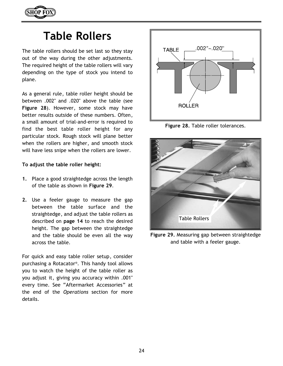 Table rollers | Woodstock W1683 User Manual | Page 28 / 50