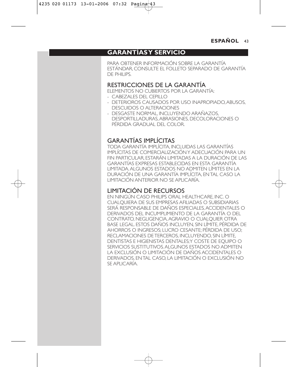Sonicare Sonicare e7000 User Manual | Page 43 / 48