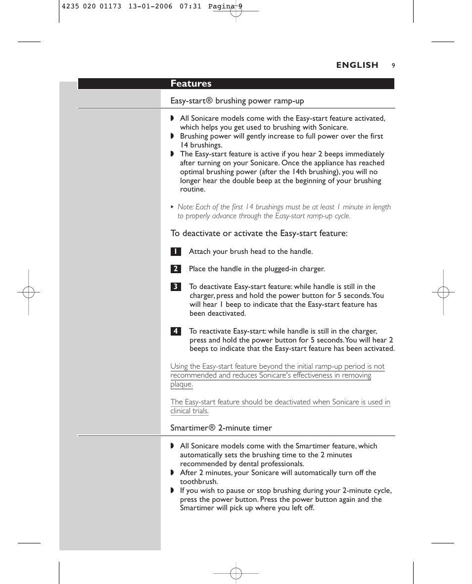 Features | Sonicare Sonicare e7000 User Manual | Page 9 / 48