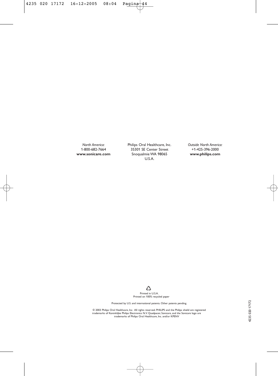 Sonicare Sonicare e5000 User Manual | Page 44 / 44