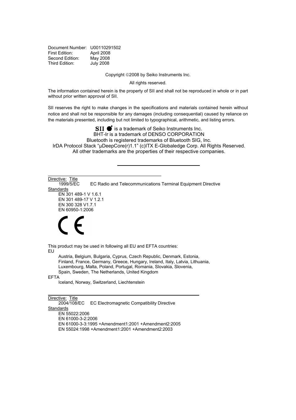 Copyright | Seiko Instruments DPU-S445 User Manual | Page 2 / 46