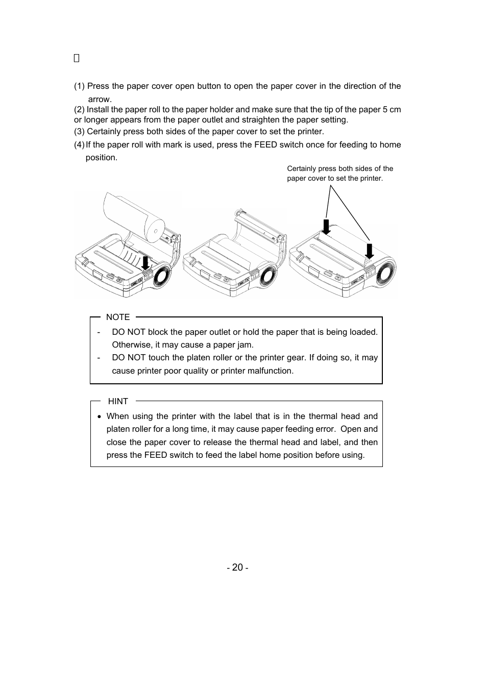 Setting paper roll | Seiko Instruments DPU-S445 User Manual | Page 24 / 46
