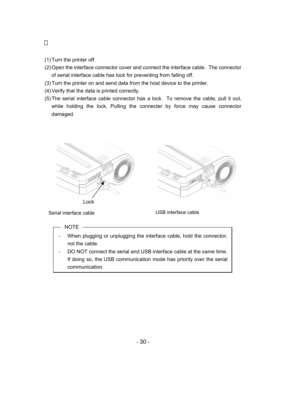 Serial/usb communication with an interface cable | Seiko Instruments DPU-S445 User Manual | Page 34 / 46
