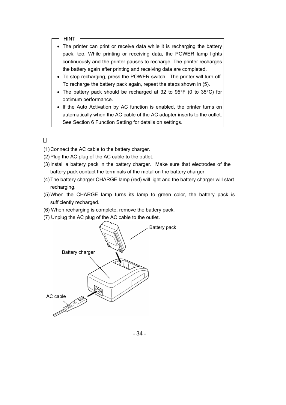Recharging with specified battery charger | Seiko Instruments DPU-S445 User Manual | Page 38 / 46