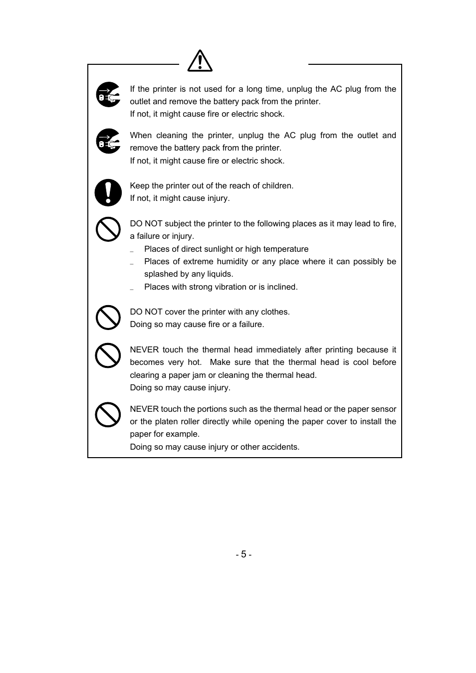 Caution | Seiko Instruments DPU-S445 User Manual | Page 9 / 46