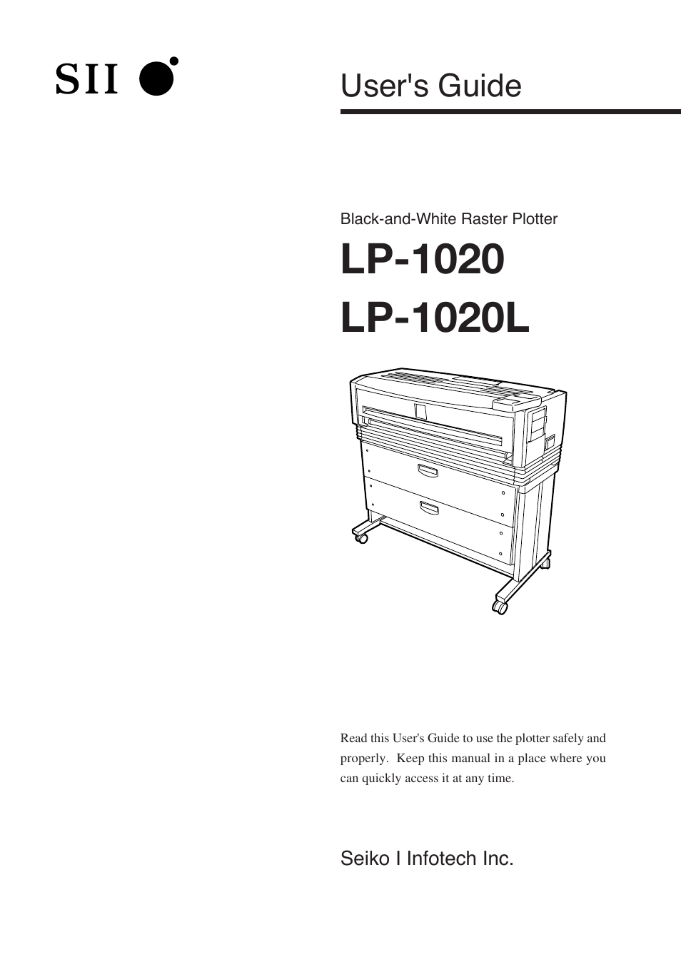 Seiko Instruments SII Black-and-White Raster Plotter LP-1020 User Manual | 290 pages