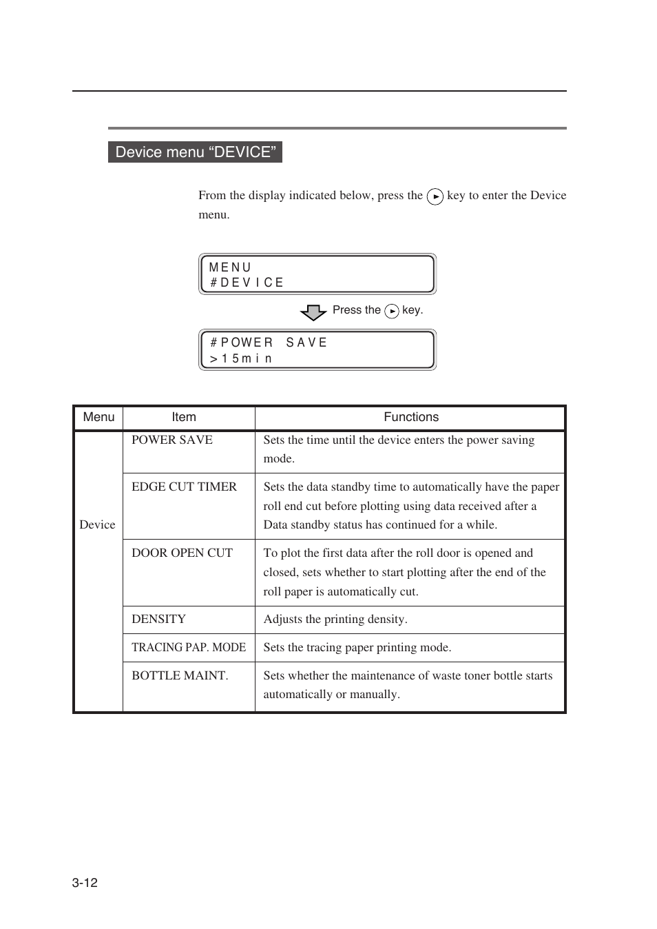 Device menu “device | Seiko Instruments SII Black-and-White Raster Plotter LP-1020 User Manual | Page 102 / 290