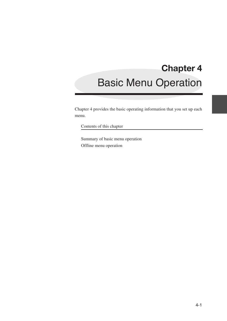 Chapter 4 basic menu operation, Basic menu operation, Chapter 4 | Seiko Instruments SII Black-and-White Raster Plotter LP-1020 User Manual | Page 109 / 290