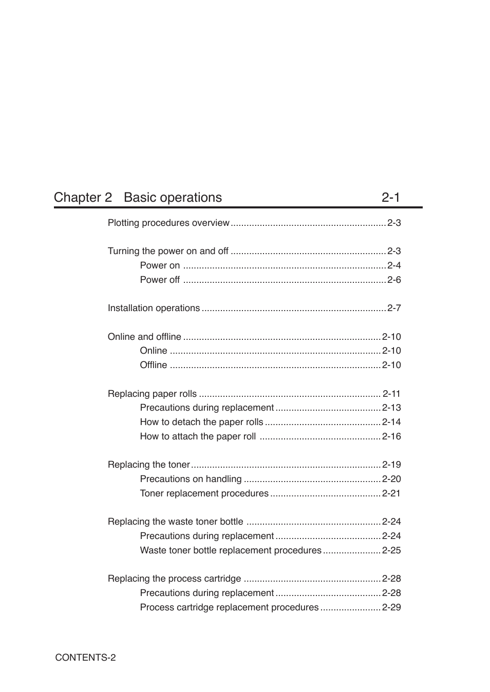 Chapter 2 basic operations 2-1 | Seiko Instruments SII Black-and-White Raster Plotter LP-1020 User Manual | Page 16 / 290