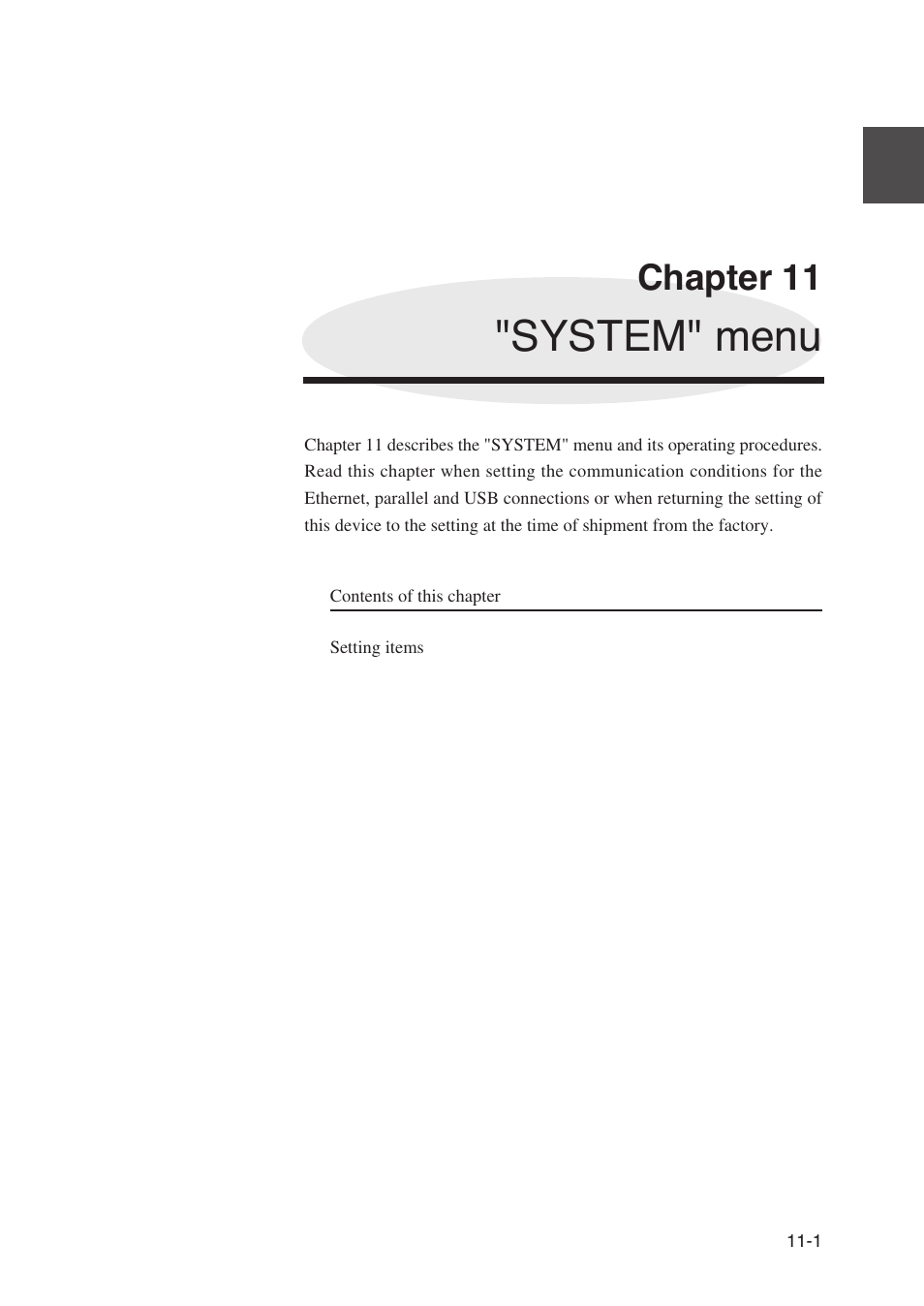 Chapter 11 "system" menu, System" menu, Chapter 11 | Seiko Instruments SII Black-and-White Raster Plotter LP-1020 User Manual | Page 185 / 290