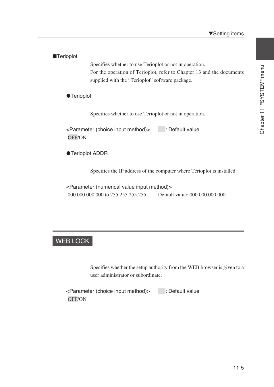 Web lock | Seiko Instruments SII Black-and-White Raster Plotter LP-1020 User Manual | Page 189 / 290