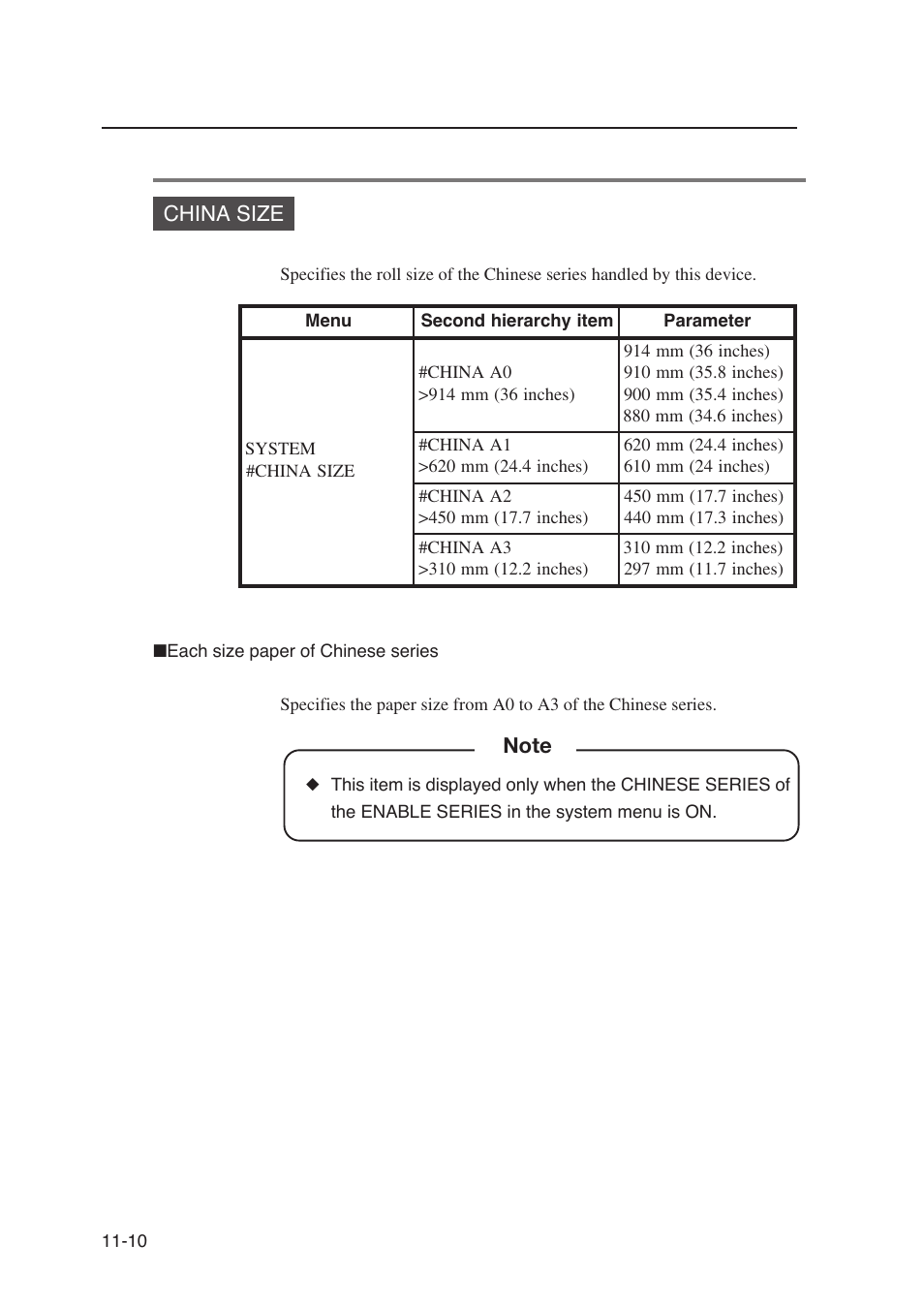 China size | Seiko Instruments SII Black-and-White Raster Plotter LP-1020 User Manual | Page 194 / 290