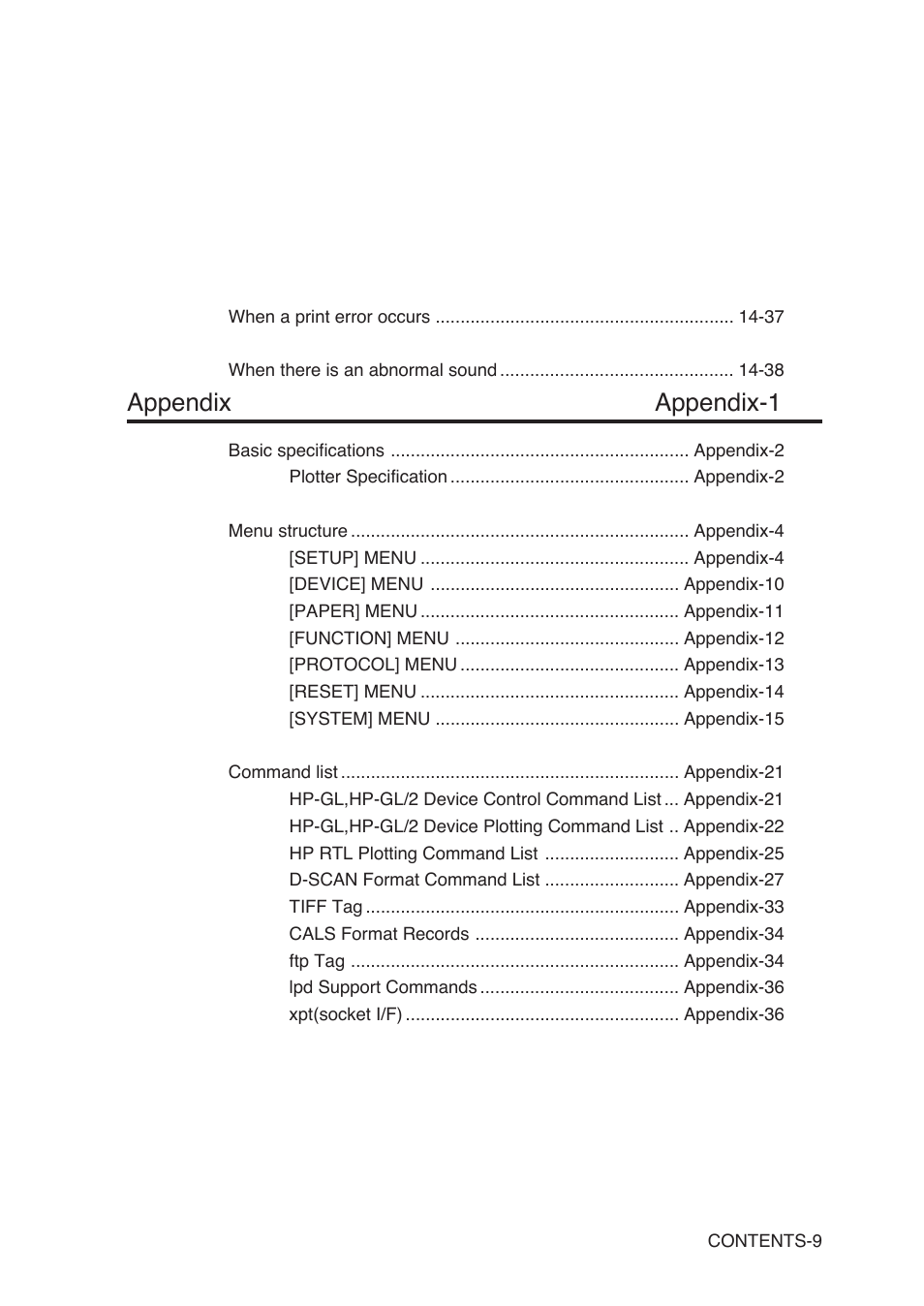 Appendix appendix-1 | Seiko Instruments SII Black-and-White Raster Plotter LP-1020 User Manual | Page 23 / 290