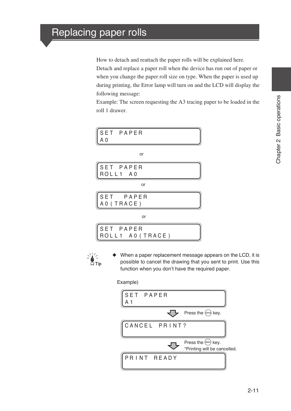 Replacing paper rolls | Seiko Instruments SII Black-and-White Raster Plotter LP-1020 User Manual | Page 53 / 290