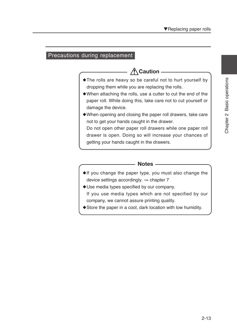 Precautions during replacement caution | Seiko Instruments SII Black-and-White Raster Plotter LP-1020 User Manual | Page 55 / 290