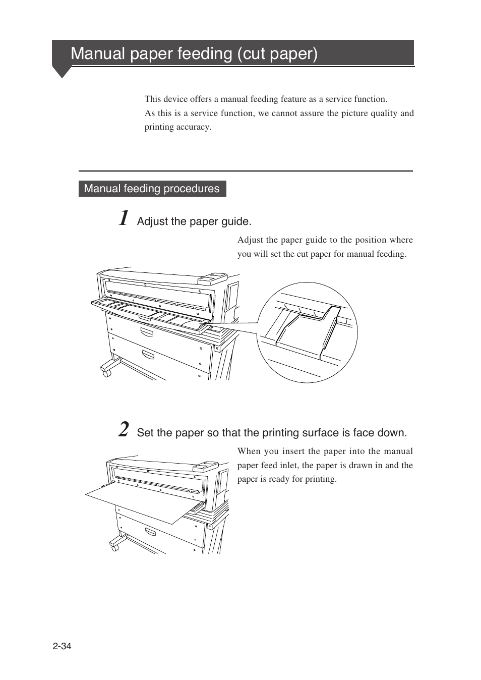 Manual paper feeding (cut paper) | Seiko Instruments SII Black-and-White Raster Plotter LP-1020 User Manual | Page 76 / 290