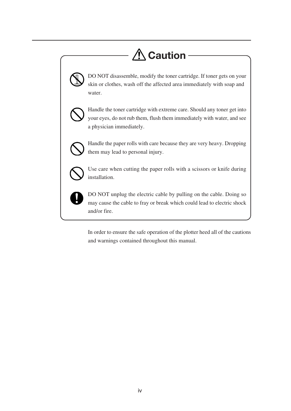 Caution | Seiko Instruments SII Black-and-White Raster Plotter LP-1020 User Manual | Page 8 / 290