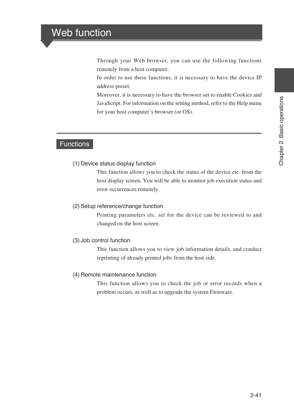 Web function | Seiko Instruments SII Black-and-White Raster Plotter LP-1020 User Manual | Page 83 / 290