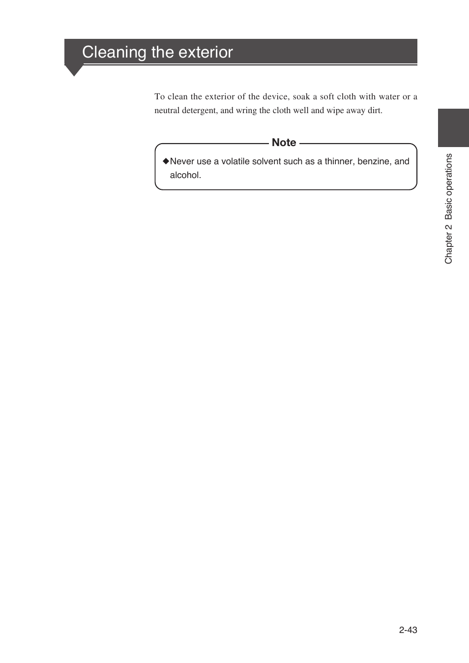 Cleaning the exterior | Seiko Instruments SII Black-and-White Raster Plotter LP-1020 User Manual | Page 85 / 290