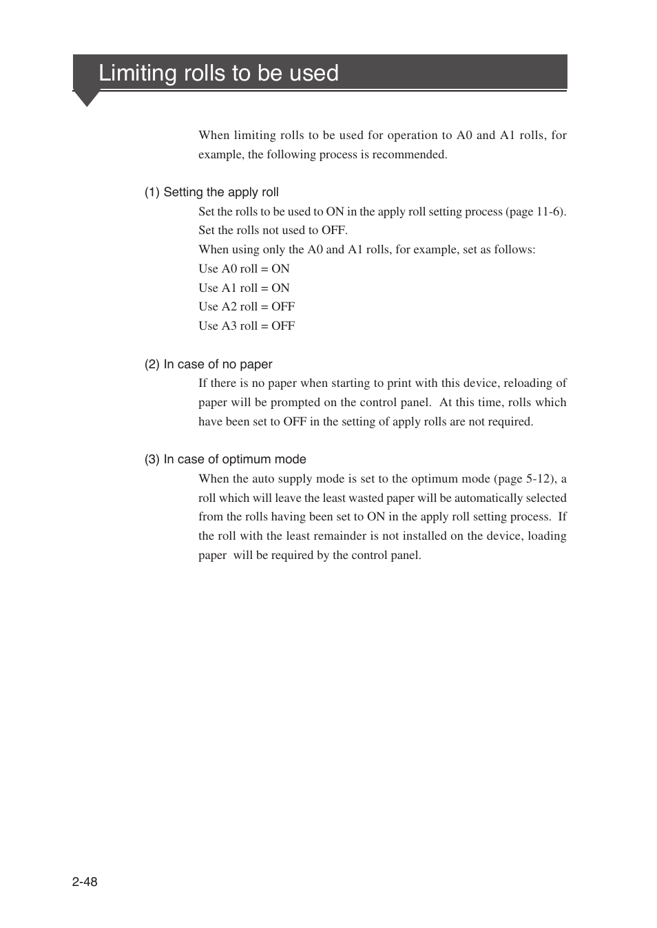 Limiting rolls to be used | Seiko Instruments SII Black-and-White Raster Plotter LP-1020 User Manual | Page 90 / 290