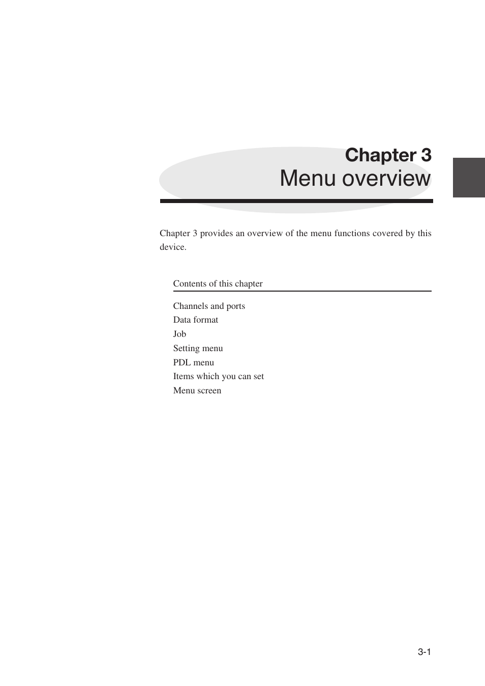 Chapter 3 menu overview, Menu overview, Chapter 3 | Seiko Instruments SII Black-and-White Raster Plotter LP-1020 User Manual | Page 91 / 290