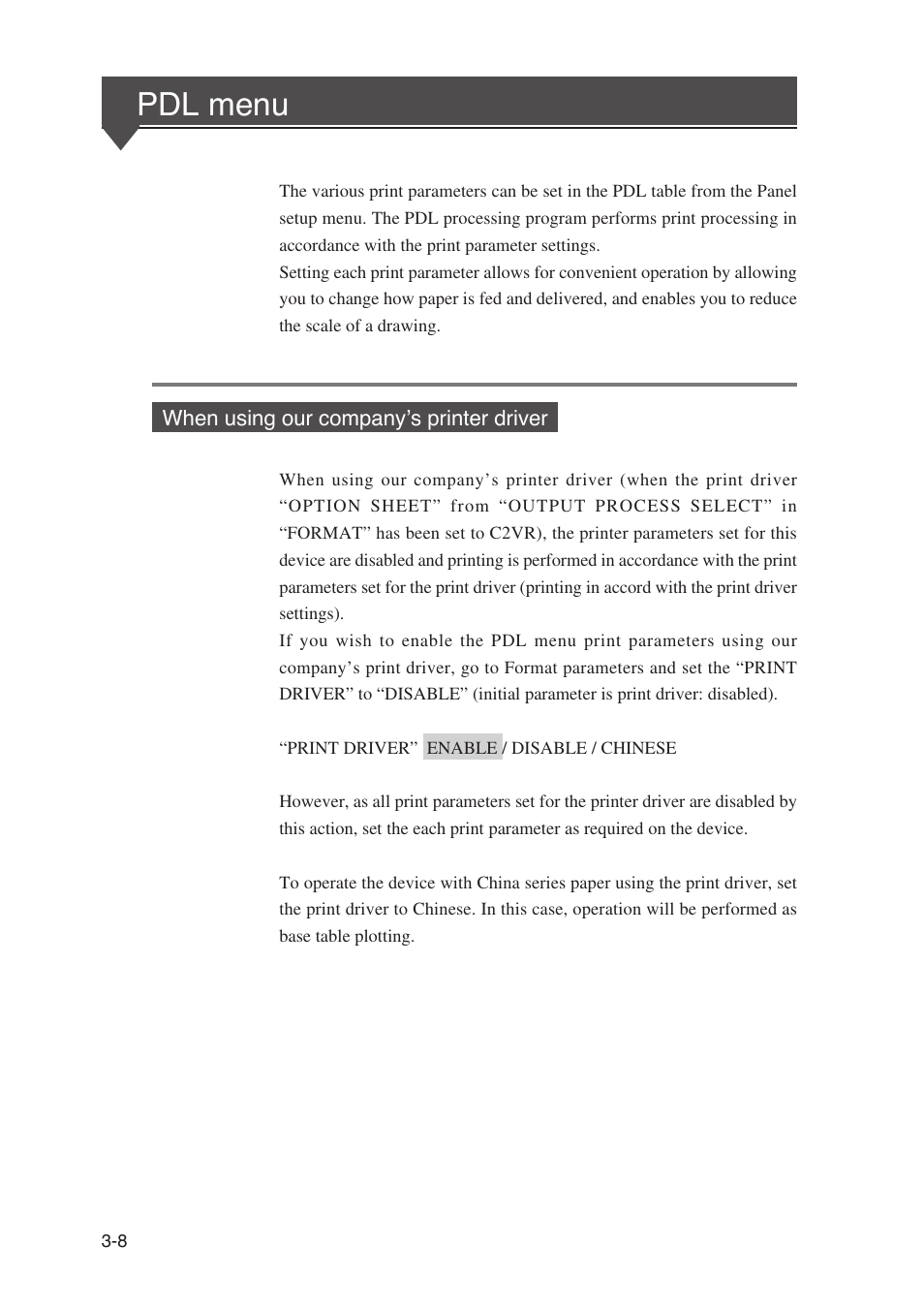 Pdl menu | Seiko Instruments SII Black-and-White Raster Plotter LP-1020 User Manual | Page 98 / 290
