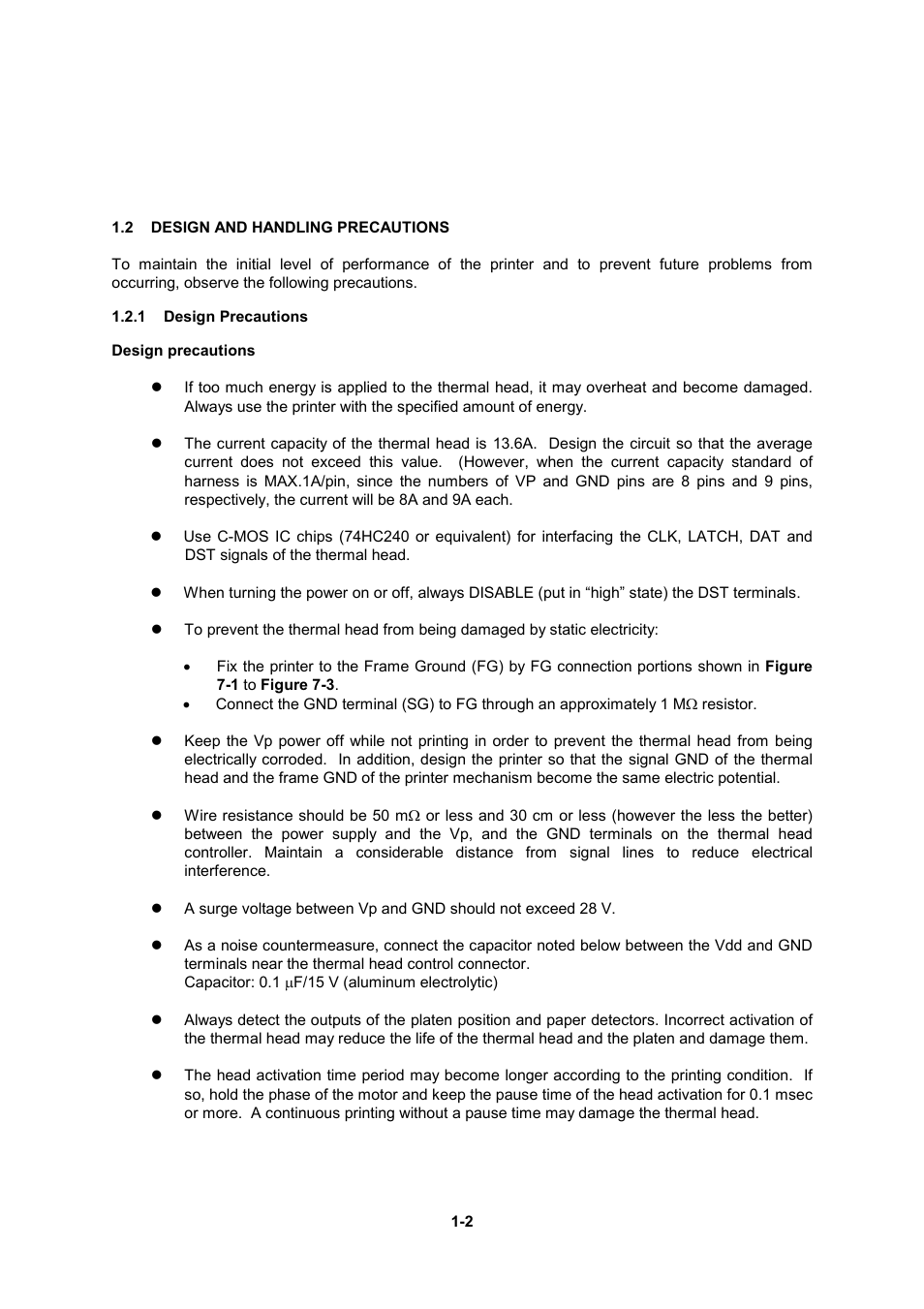 2 design and handling precautions, 1 design precautions | Seiko Instruments LTP F Series User Manual | Page 12 / 86