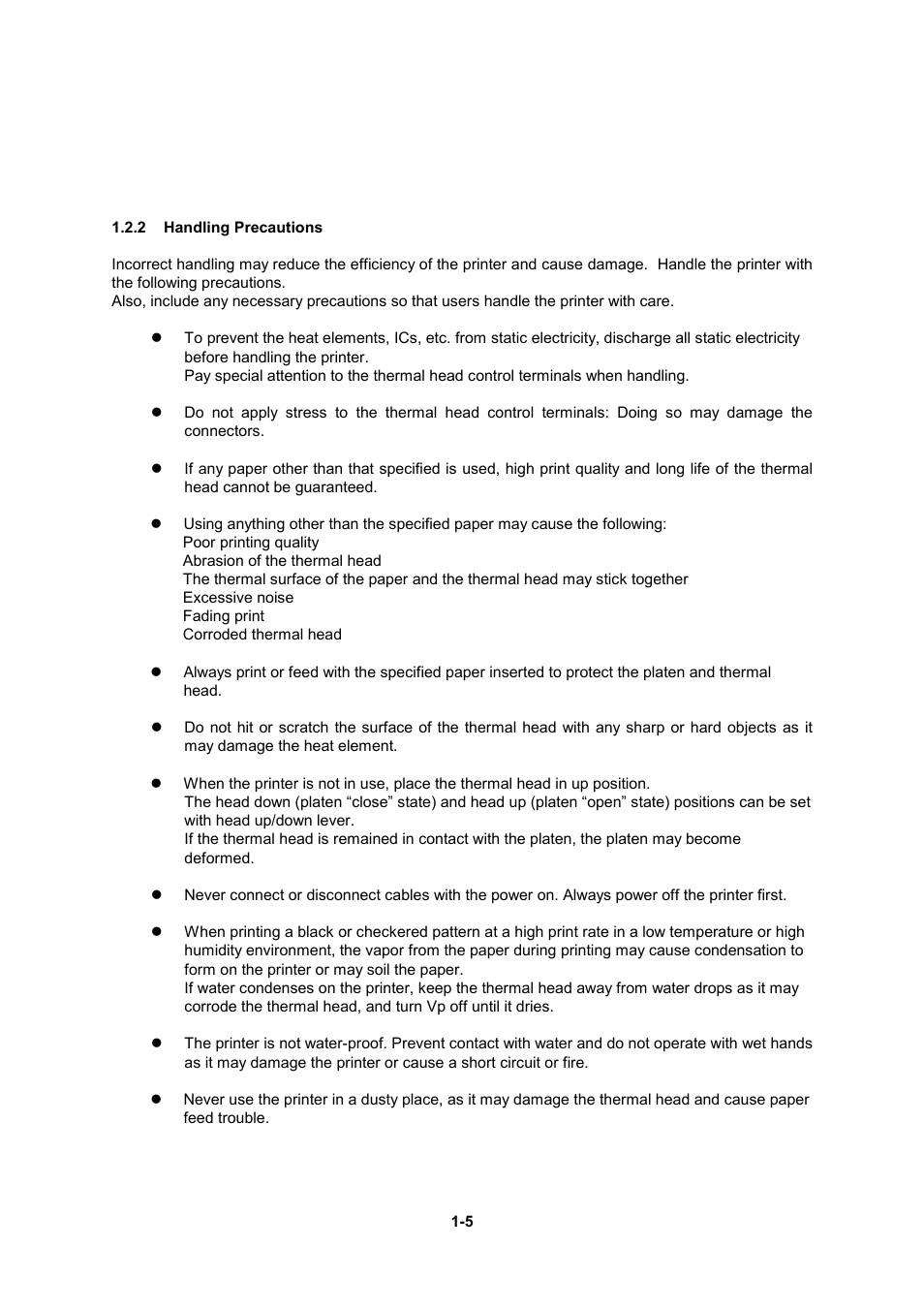 2 handling precautions | Seiko Instruments LTP F Series User Manual | Page 15 / 86