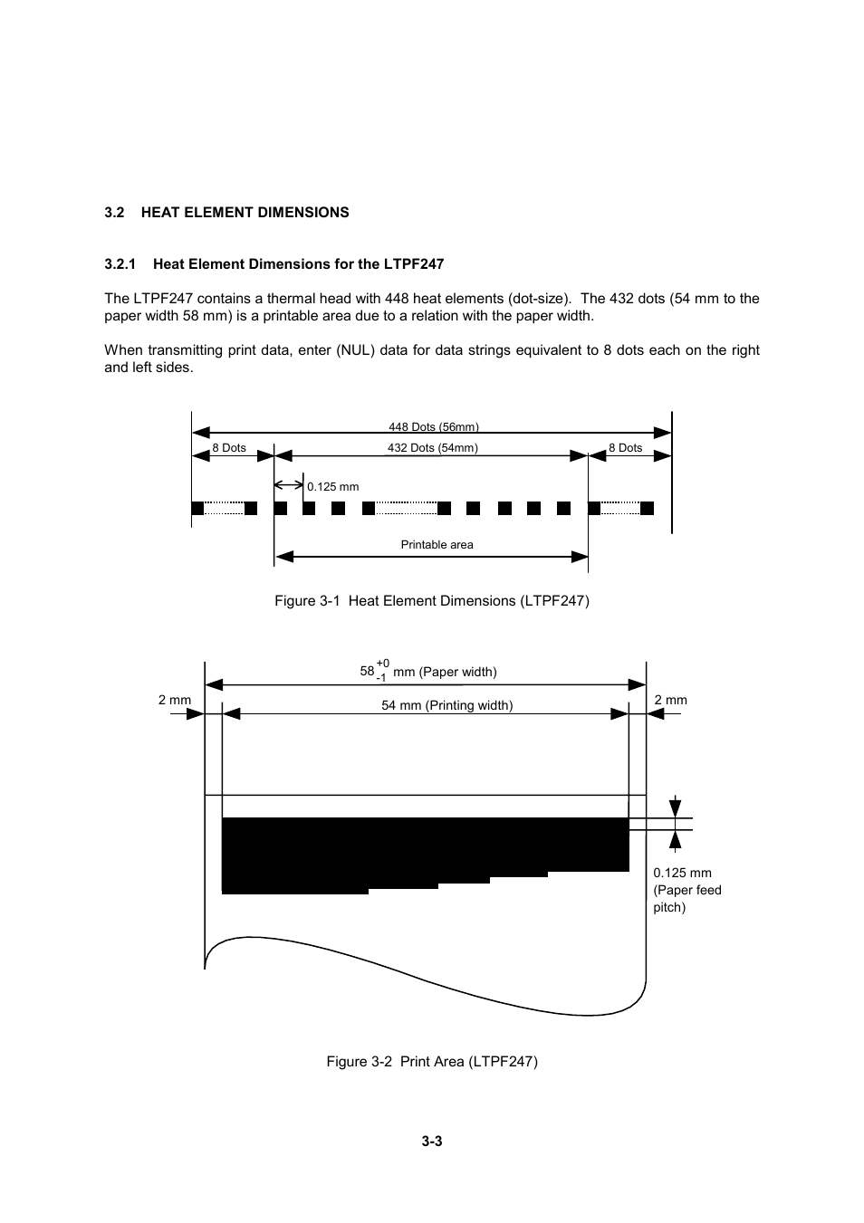 2 heat element dimensions, 1 heat element dimensions for the ltpf247 | Seiko Instruments LTP F Series User Manual | Page 21 / 86