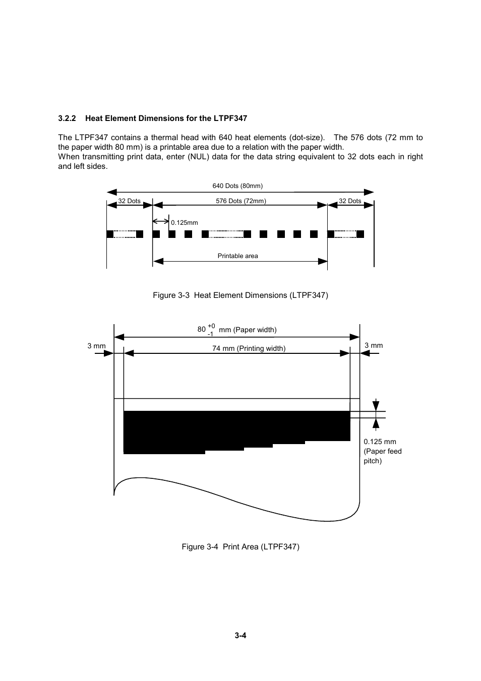 2 heat element dimensions for the ltpf347 | Seiko Instruments LTP F Series User Manual | Page 22 / 86
