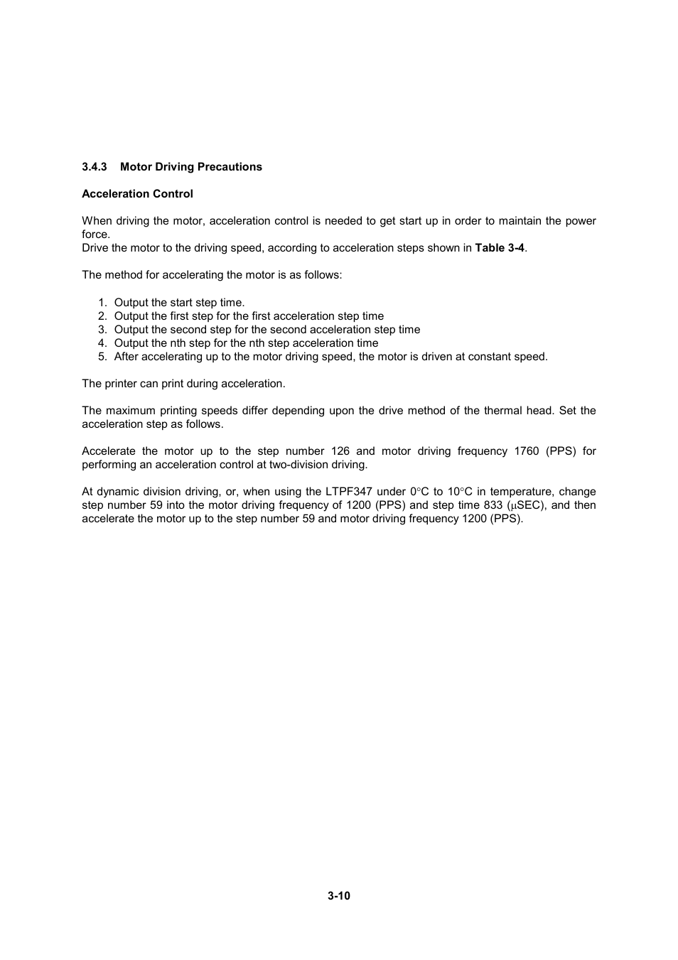 3 motor driving precautions | Seiko Instruments LTP F Series User Manual | Page 28 / 86