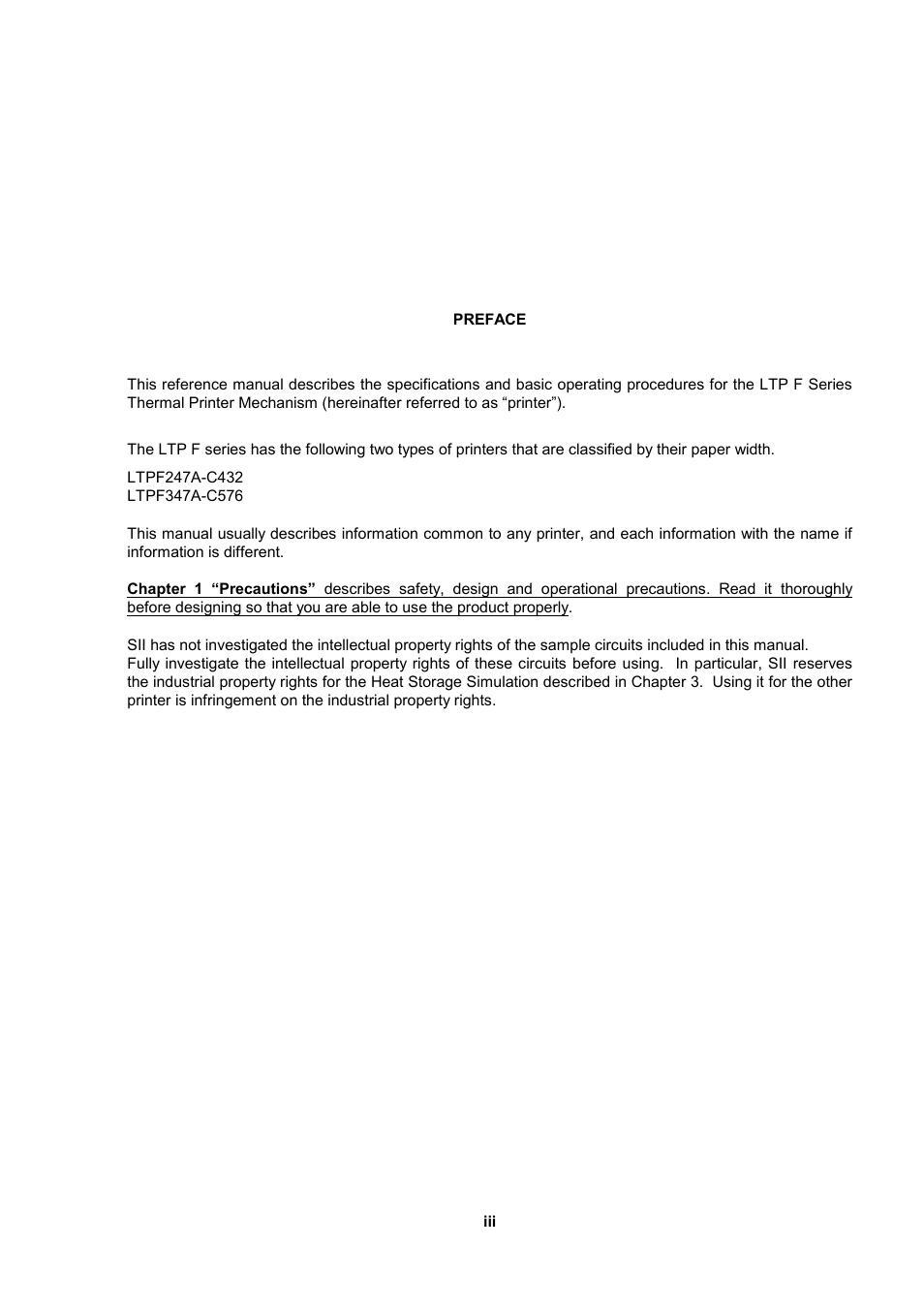 Seiko Instruments LTP F Series User Manual | Page 3 / 86