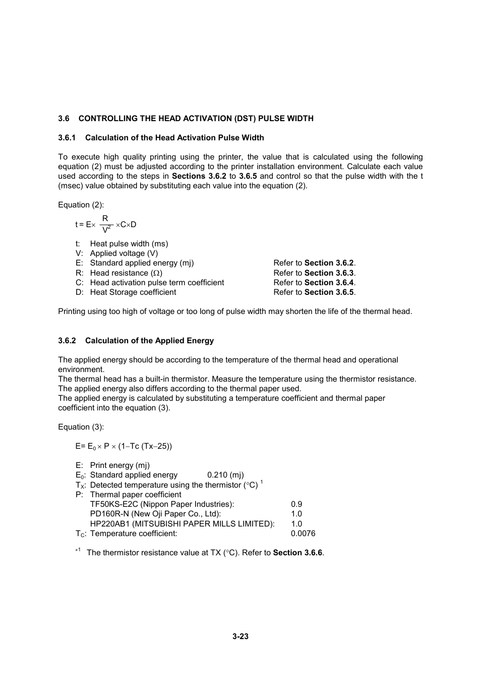 1 calculation of the head activation pulse width, 2 calculation of the applied energy | Seiko Instruments LTP F Series User Manual | Page 41 / 86