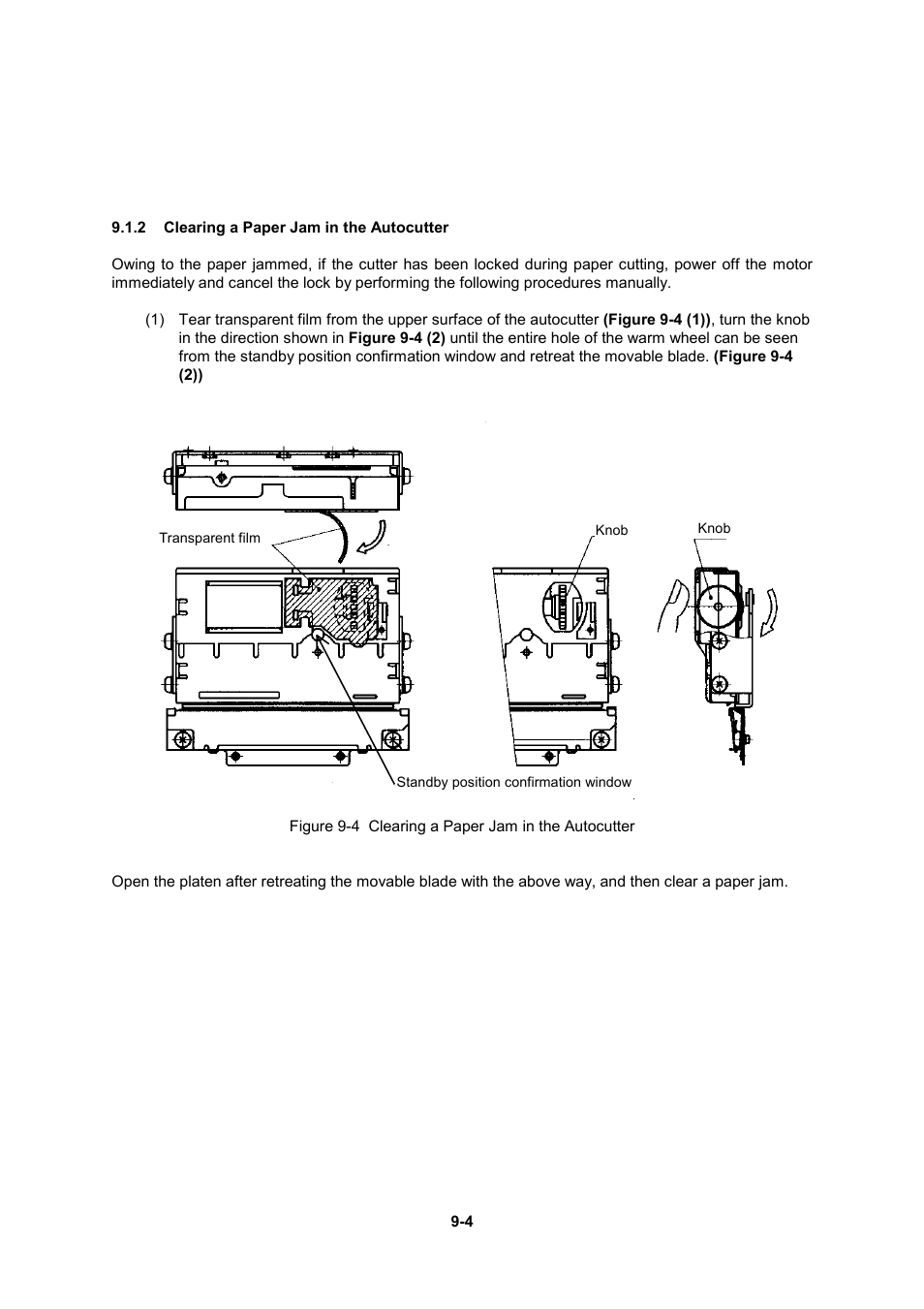 2 clearing a paper jam in the autocutter | Seiko Instruments LTP F Series User Manual | Page 78 / 86