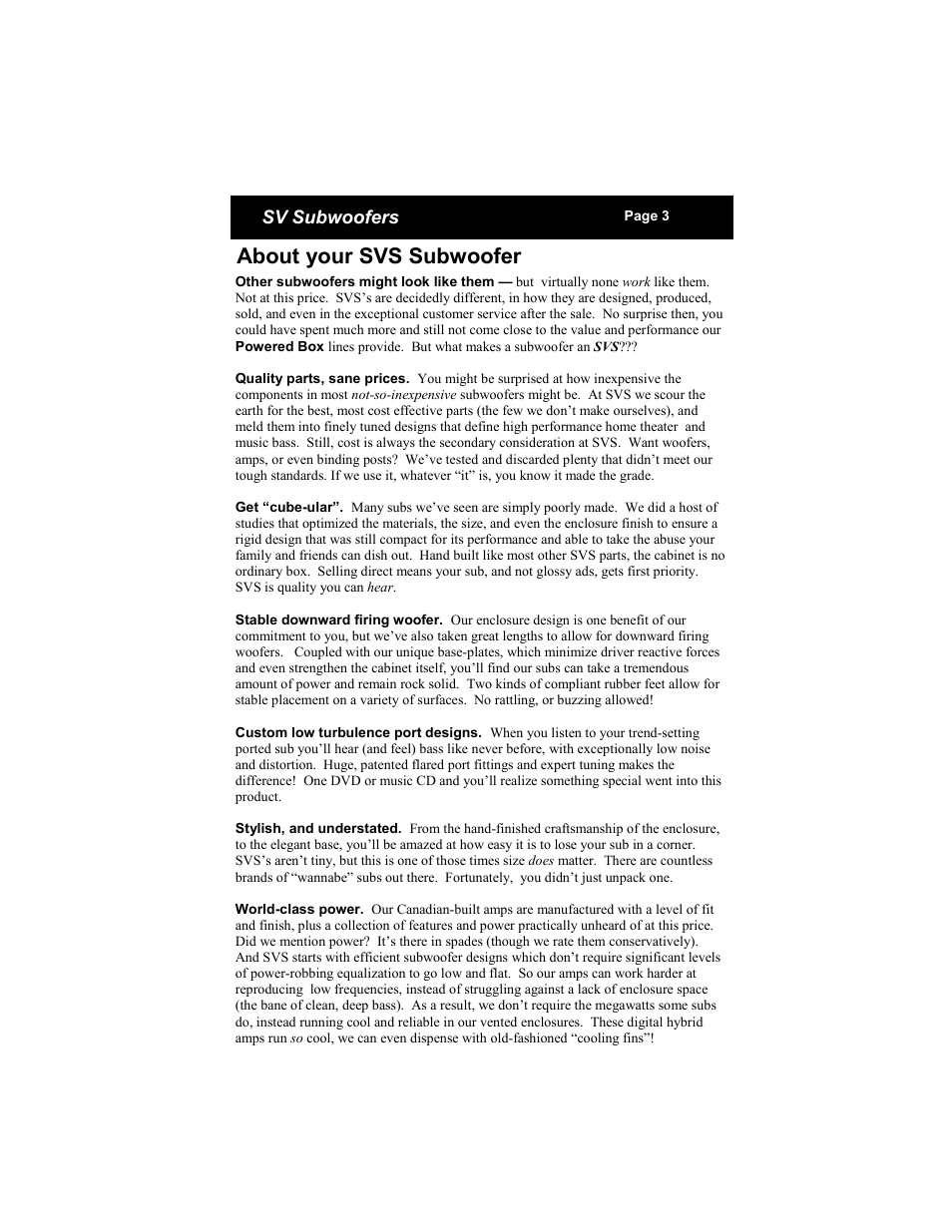 About your svs subwoofer | SV Sound SVS Subwoofer PB12-Ultra User Manual | Page 3 / 16