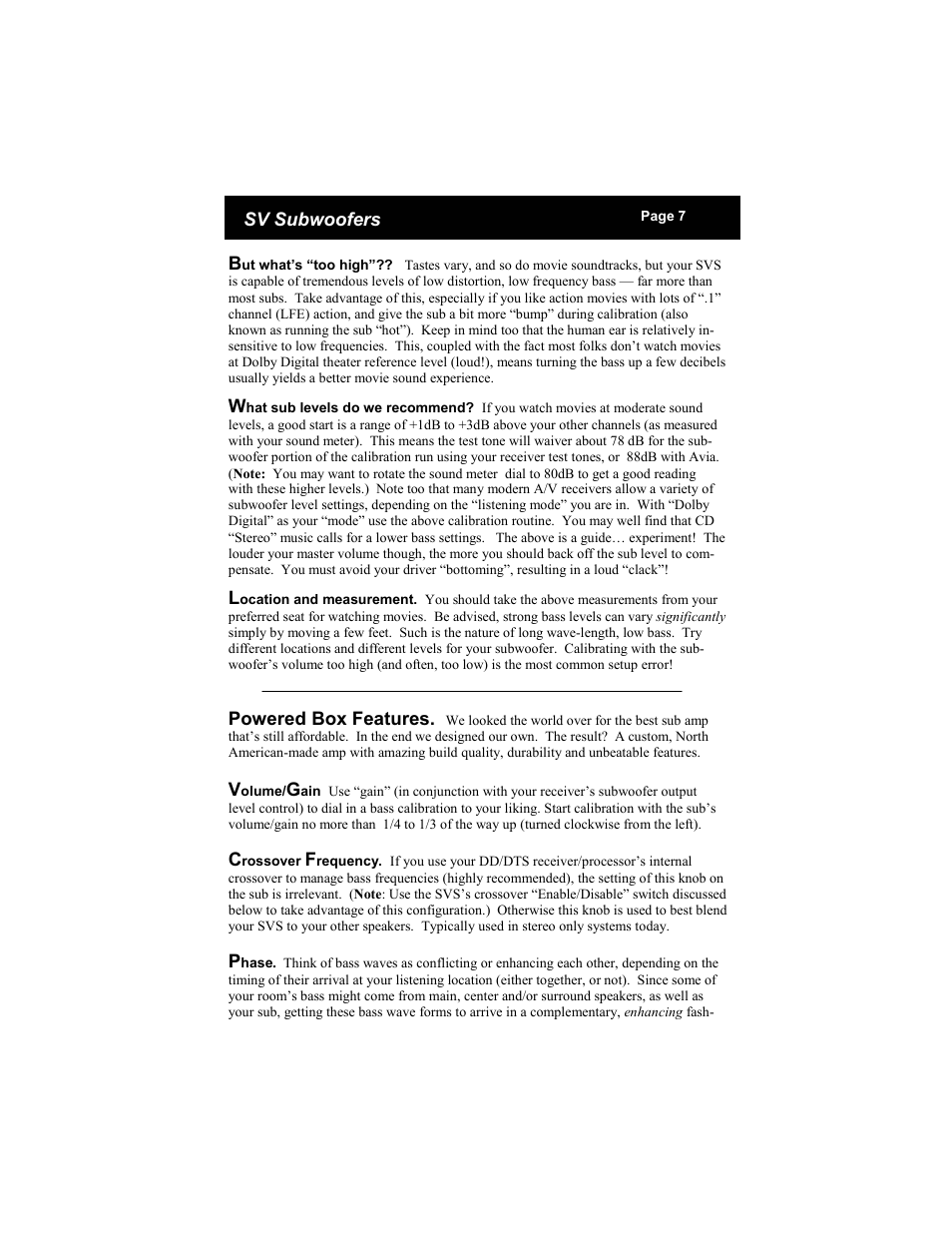 SV Sound SVS Subwoofer PB12-Ultra User Manual | Page 7 / 16
