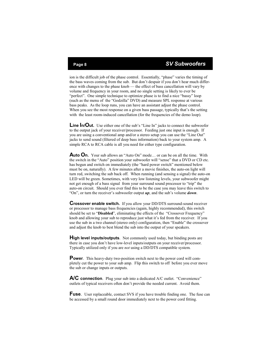 SV Sound SVS Subwoofer PB12-Ultra User Manual | Page 8 / 16