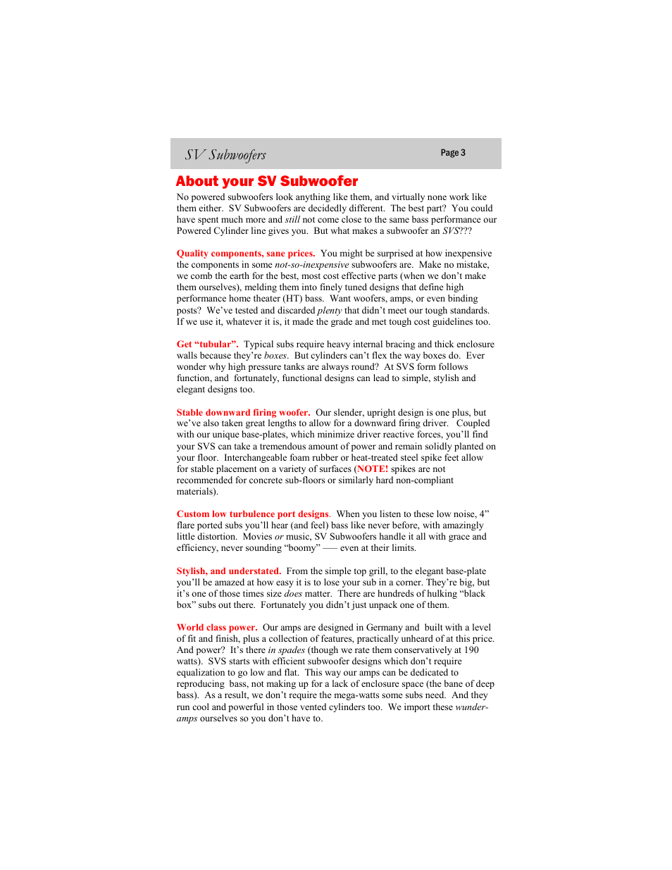 About your sv subwoofer sv subwoofers | SV Sound 16-46PC  EN User Manual | Page 3 / 12