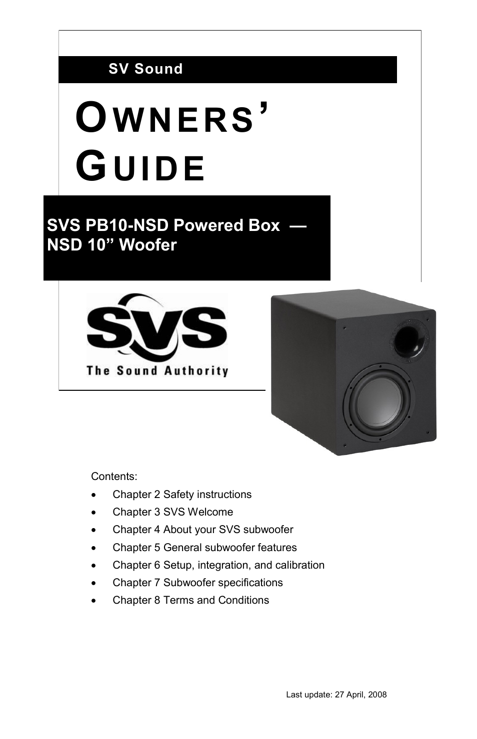 SV Sound PB10-NSD User Manual | 12 pages