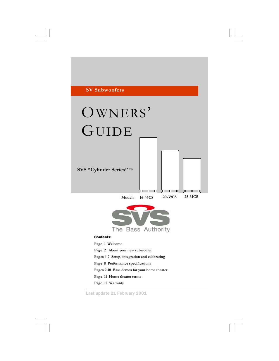 SV Sound 20-39CS User Manual | 12 pages