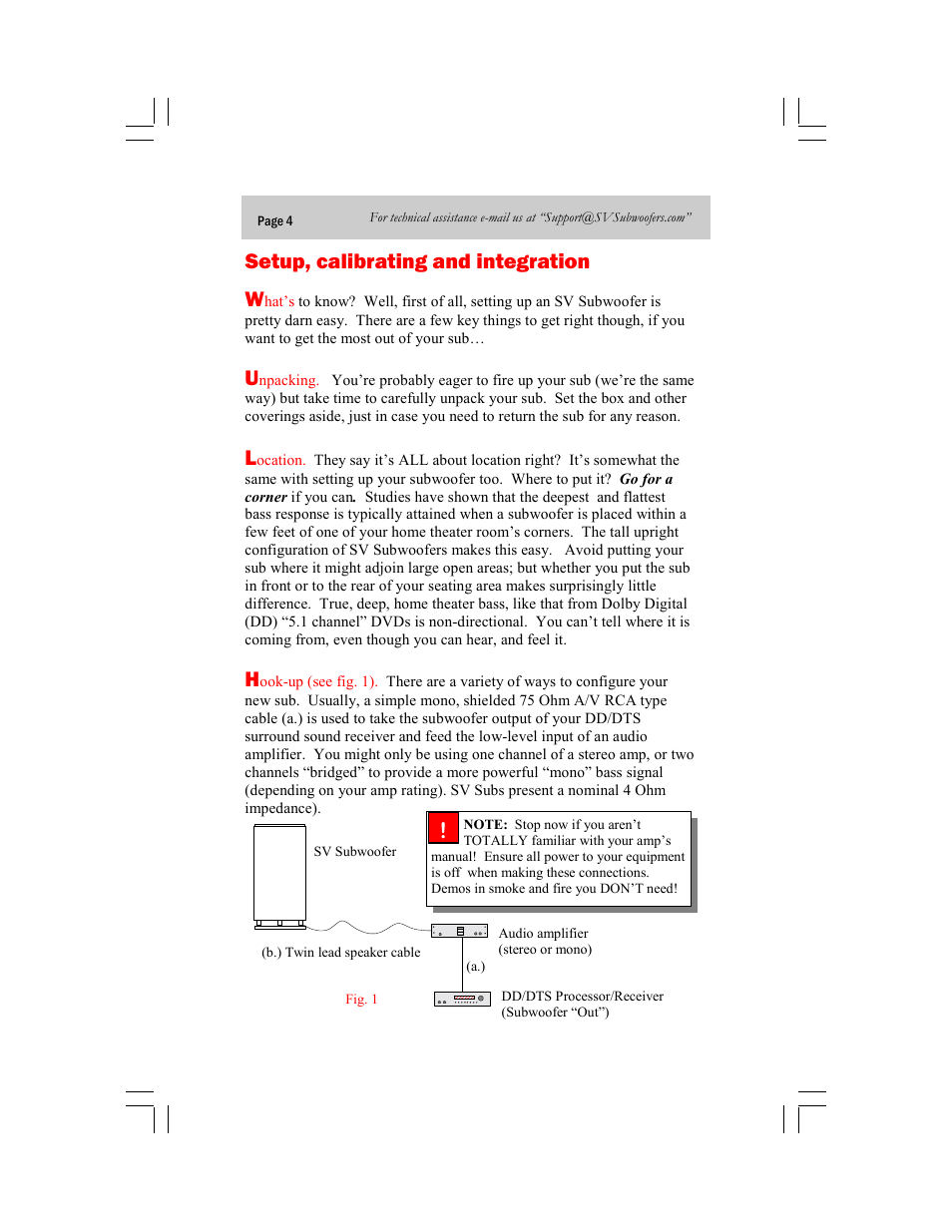 Setup, calibrating and integration w | SV Sound 20-39CS User Manual | Page 4 / 12