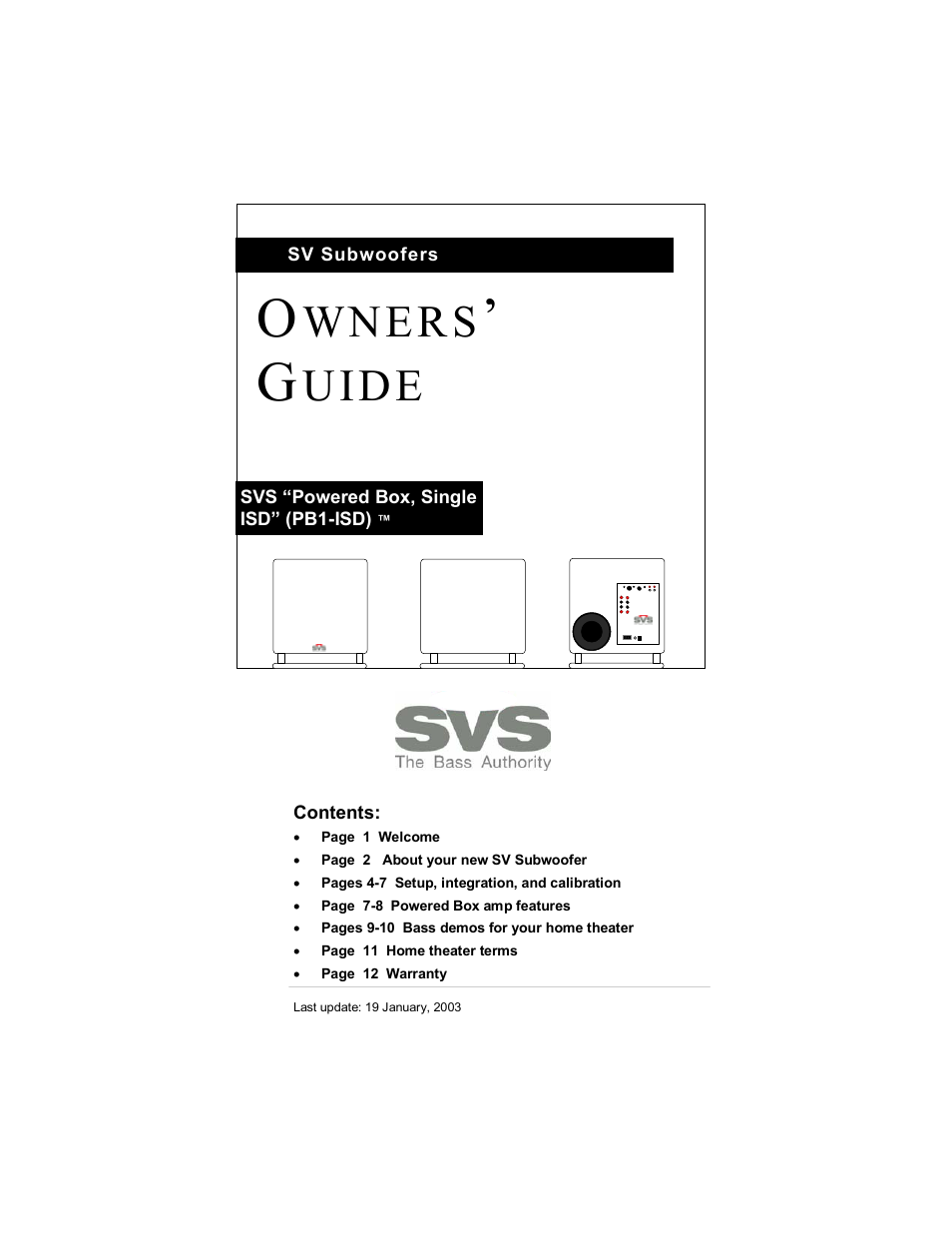 SV Sound SV User Manual | 12 pages